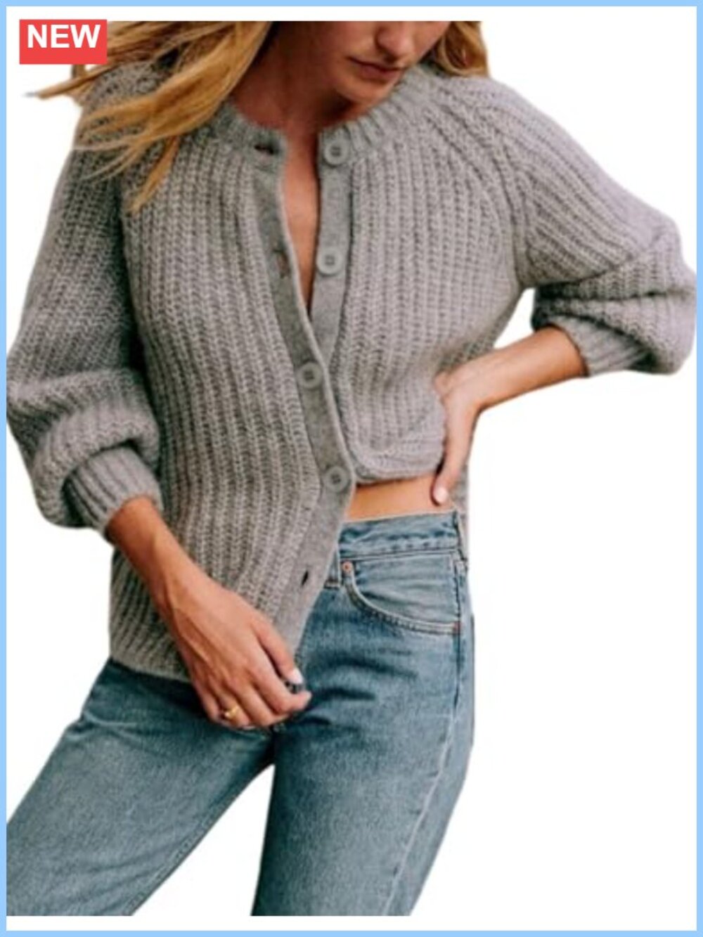 Women's Cardigan Sweater Long Sleeve Crewneck Button Down Knit